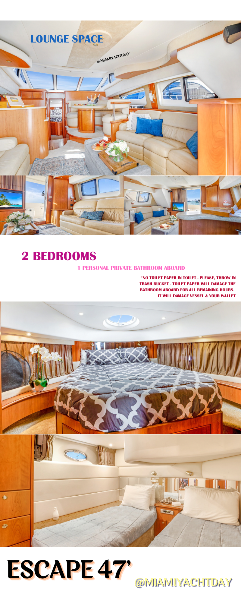 ESCAPE I - model yacht Silverton 46’ Book your Miami Yacht Day