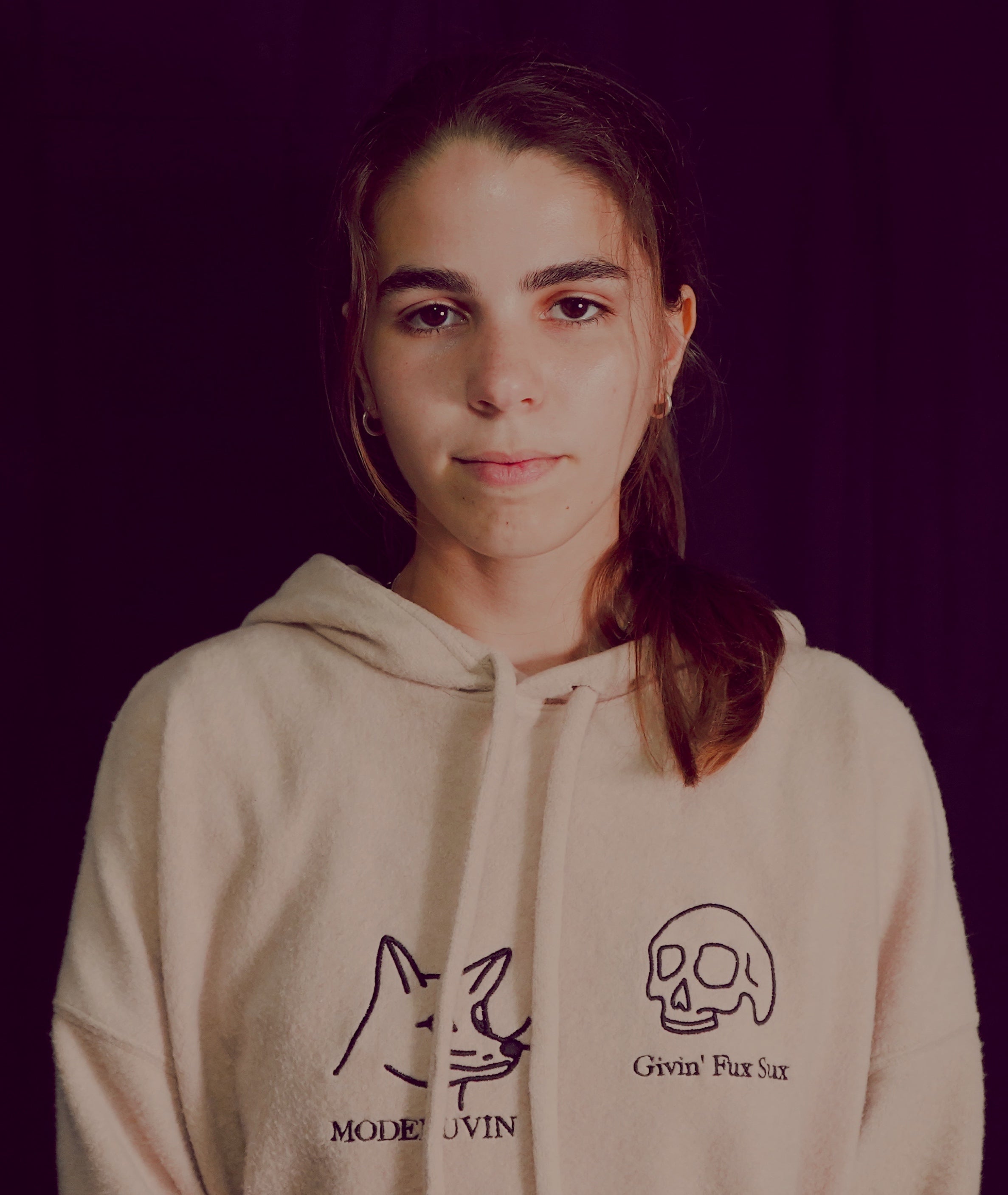 Givin fux sux, Modelit Foxy Skull, extra comfortable hoodie, unisex, Modeluvin' Original Design