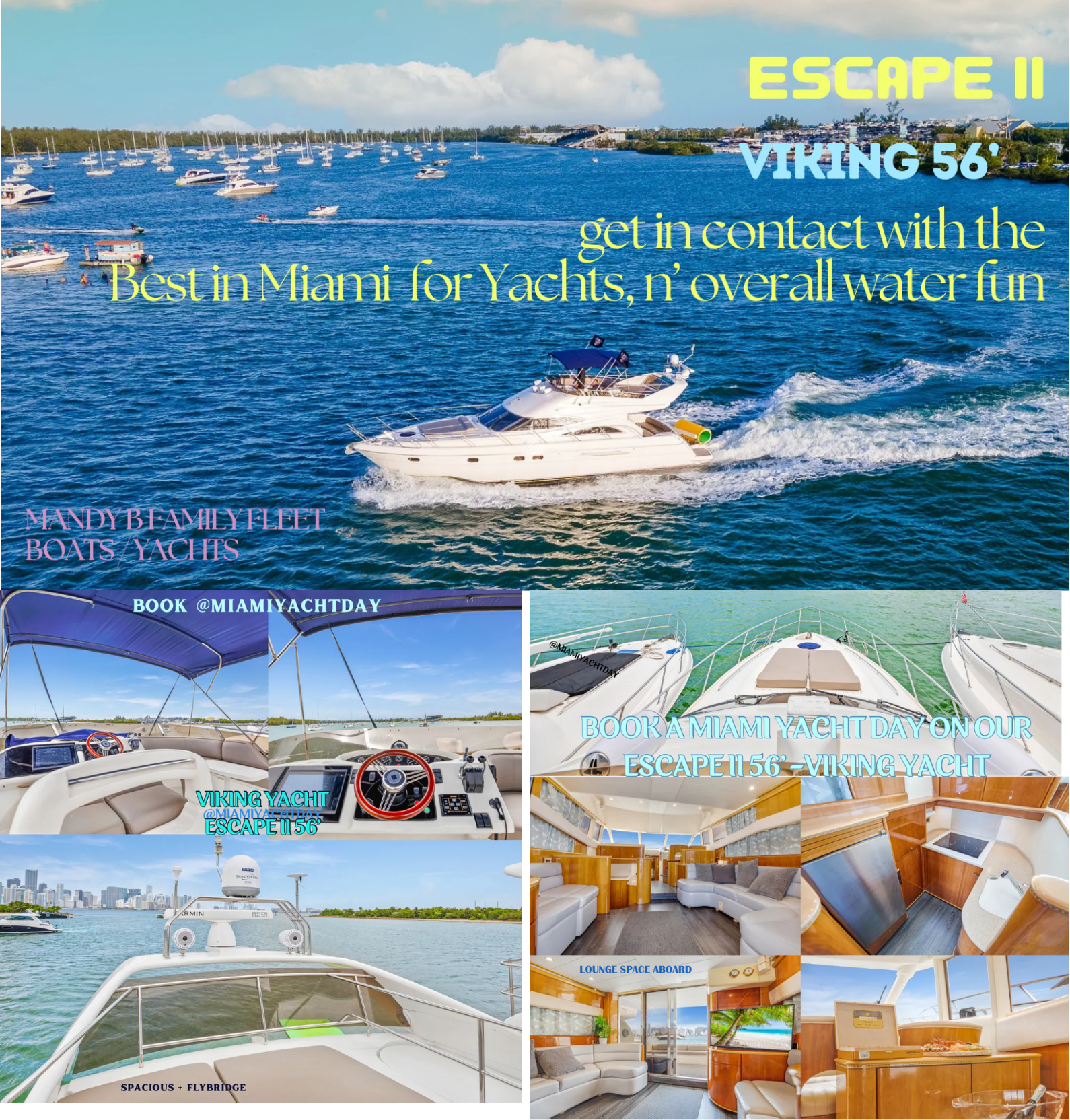 ESCAPE II - VIKING 56’ Book Your Event Venue on our @MiamiYachtDay Miami Yacht n’ Boats you choose