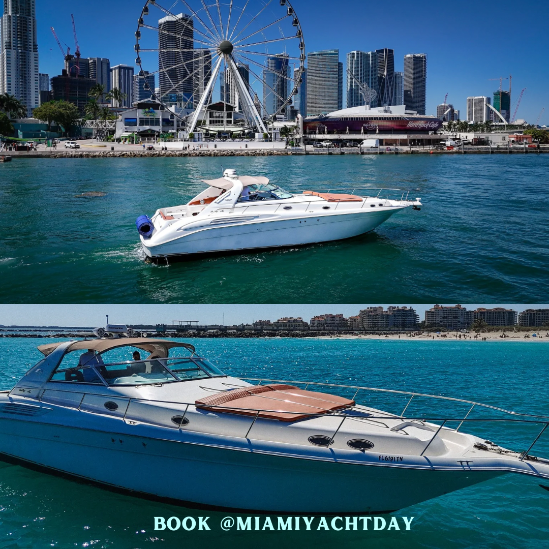 50' Sea Ray - swayluxx - Mandy B Pradofit Model Yachts available to book for event venue your Miami Yacht Day