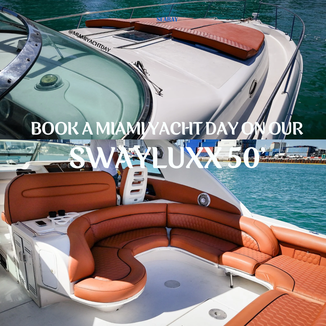 50' Sea Ray - swayluxx - Mandy B Pradofit Model Yachts available to book for event venue your Miami Yacht Day