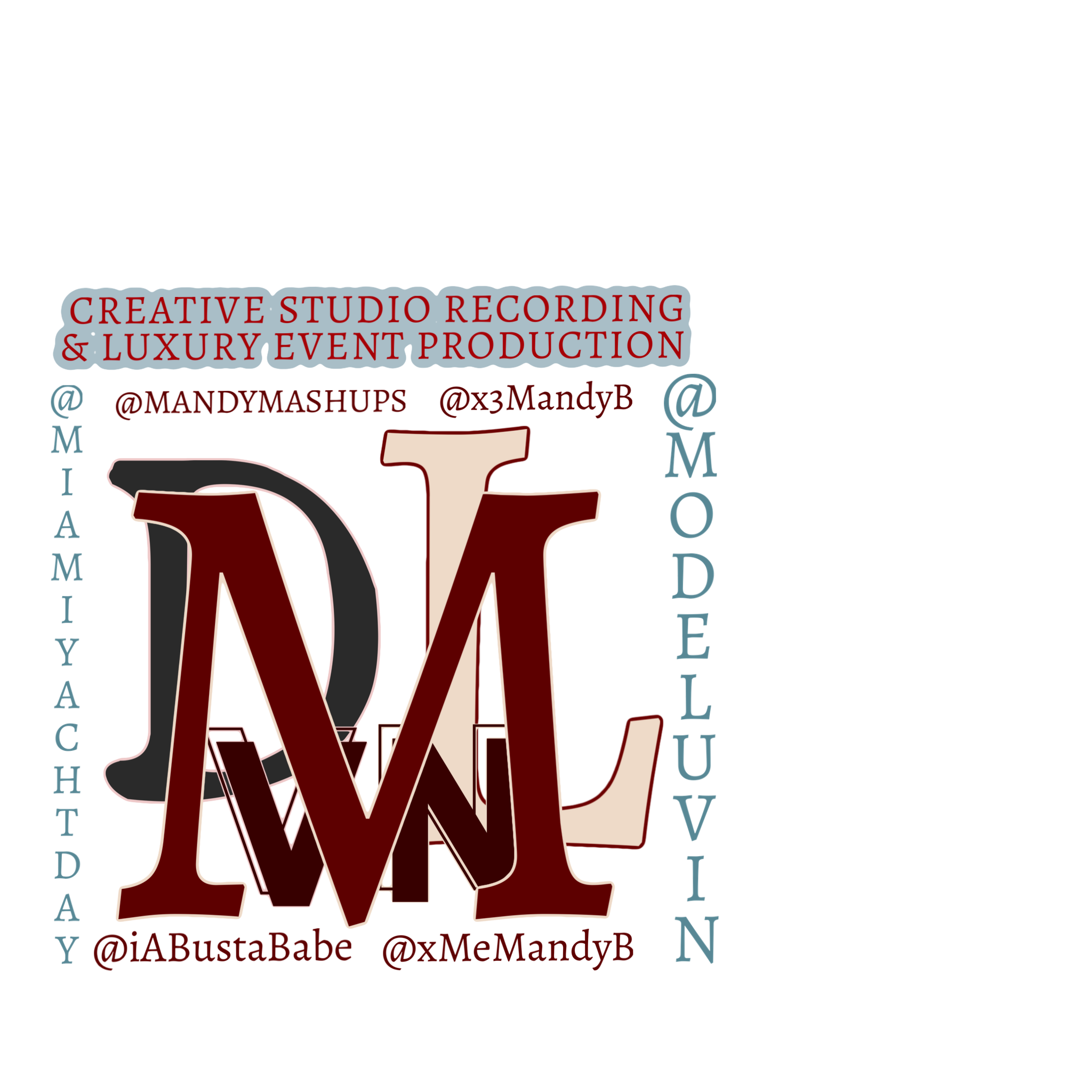 Modeluvin represented by letters MDLVN. Mandy B creator Miami Media and Luxury Event Services