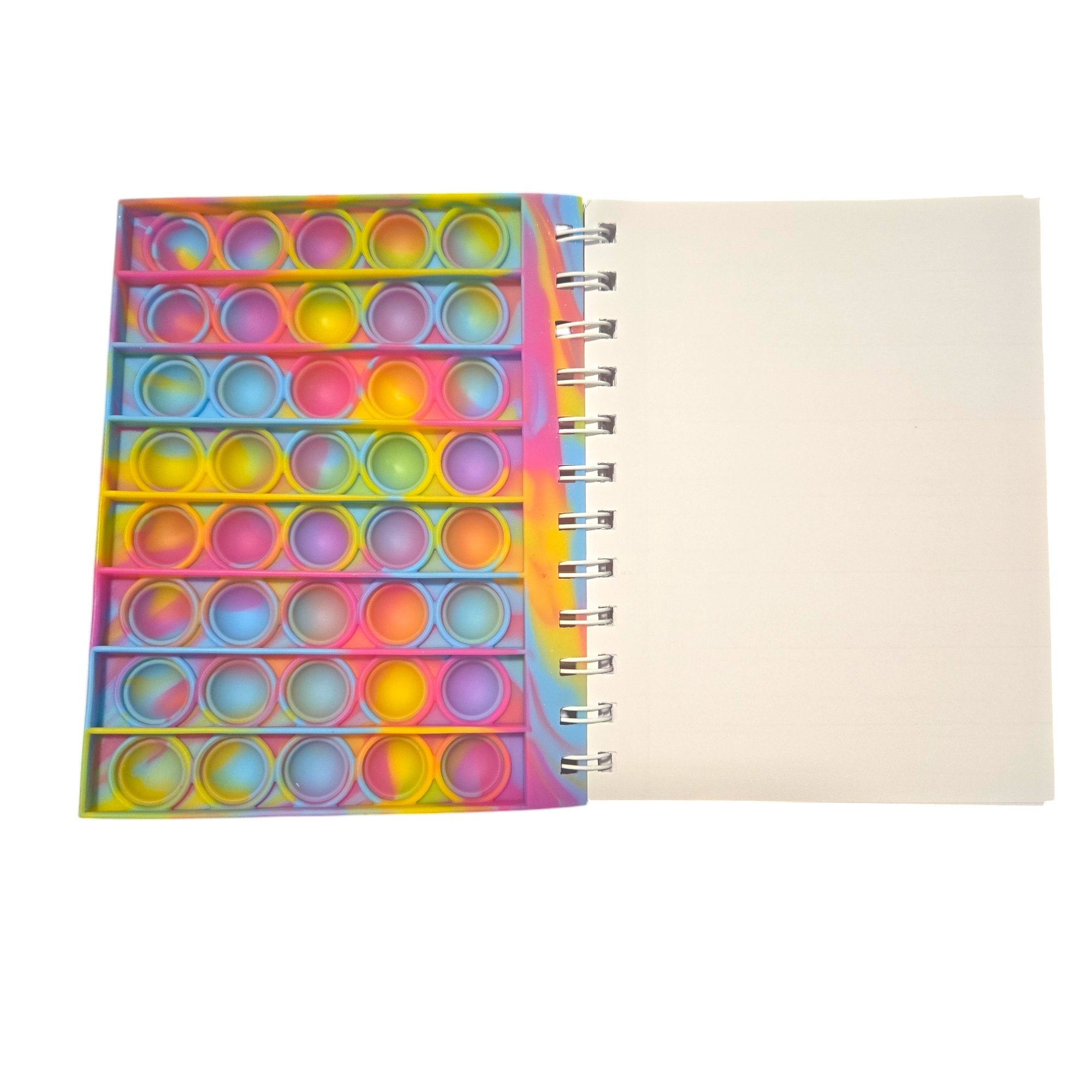 Colorful Fidget Bubble Pop Notebook Tie Dye Rainbow Spiral Journal