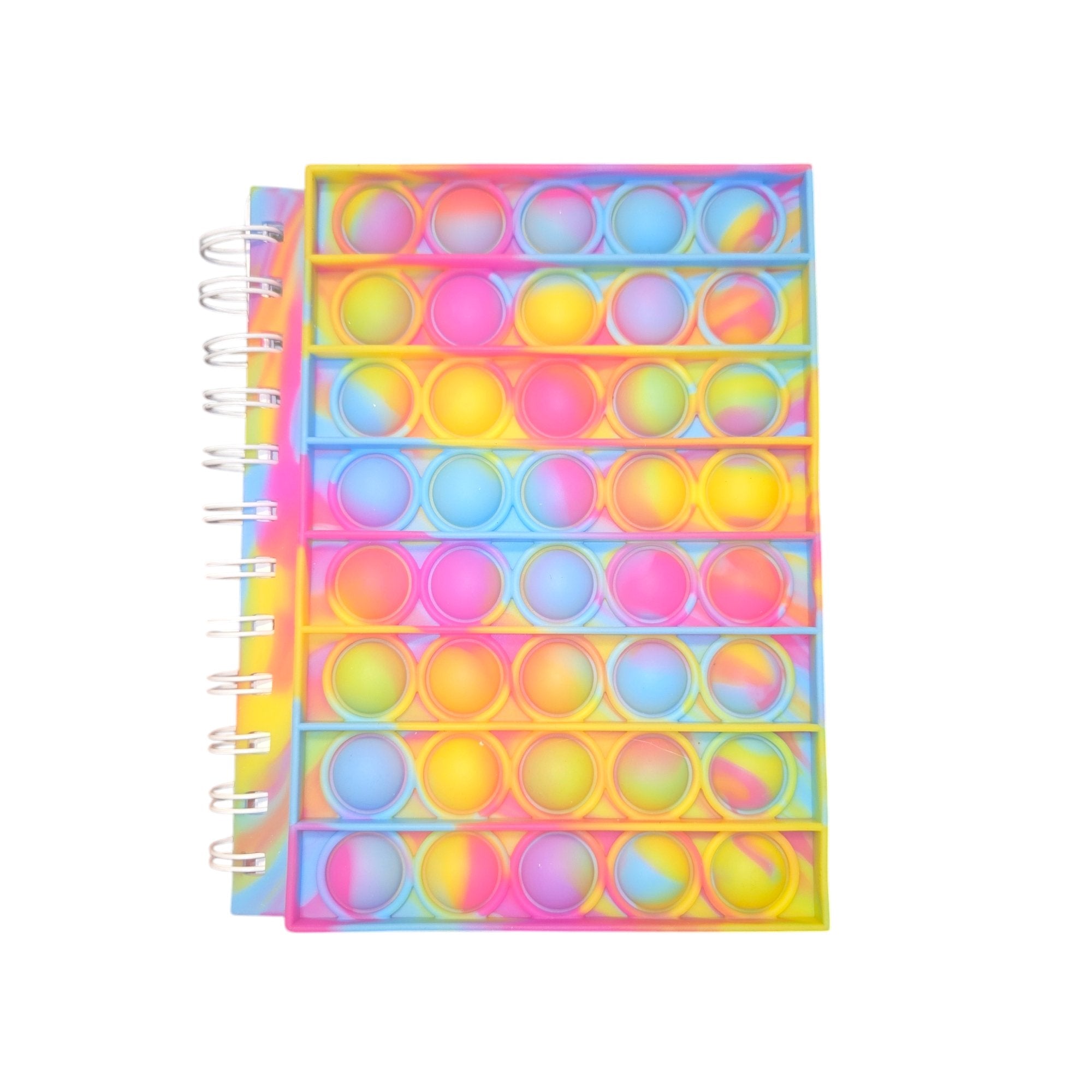 Colorful Fidget Bubble Pop Notebook Tie Dye Rainbow Spiral Journal