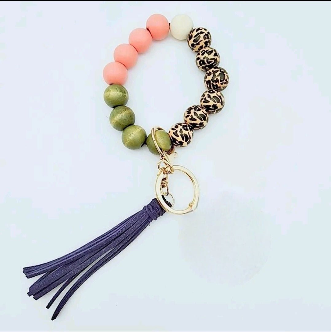 Leopard Print Wristlet Keychain Bracelet