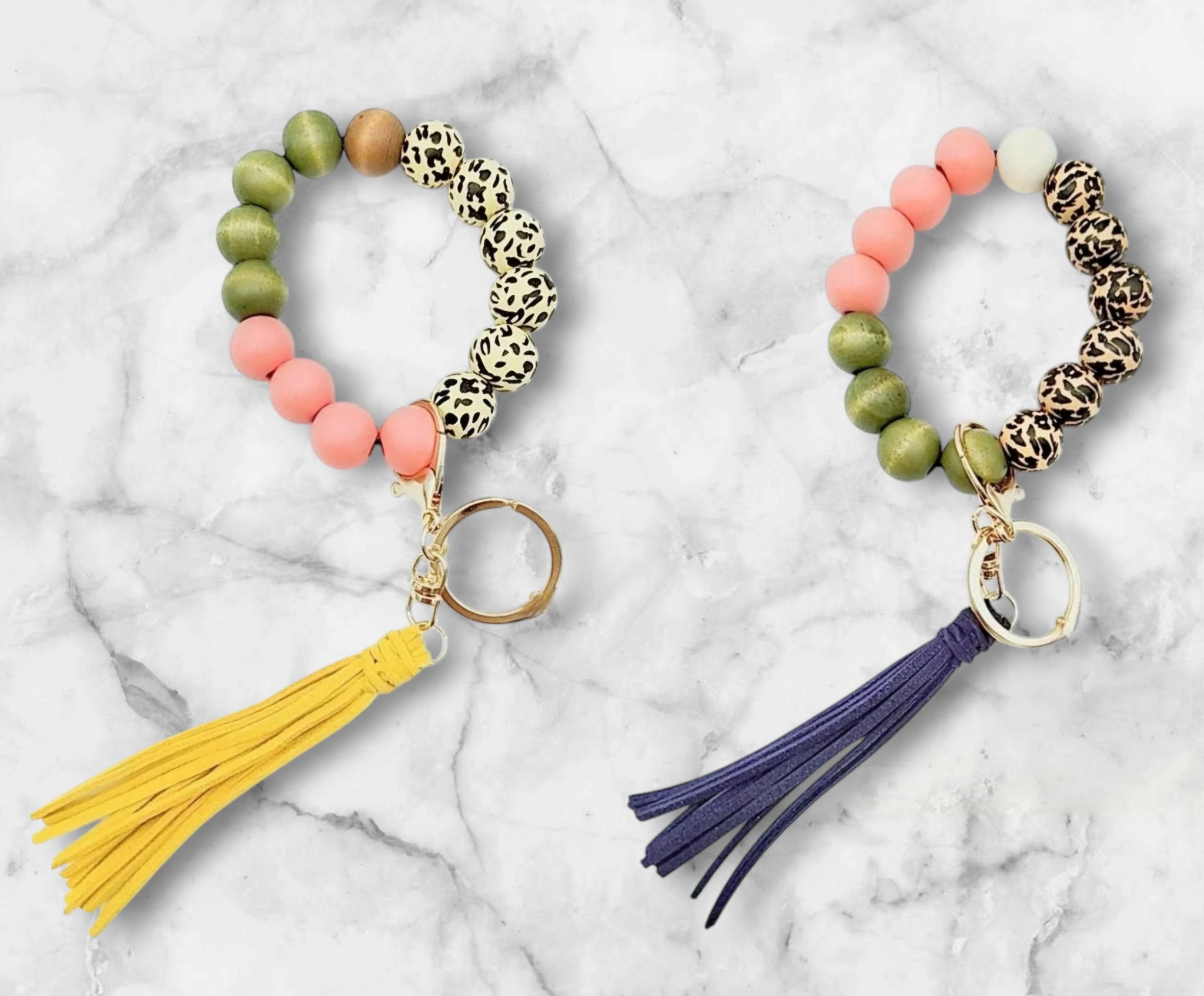 Leopard Print Wristlet Keychain Bracelet