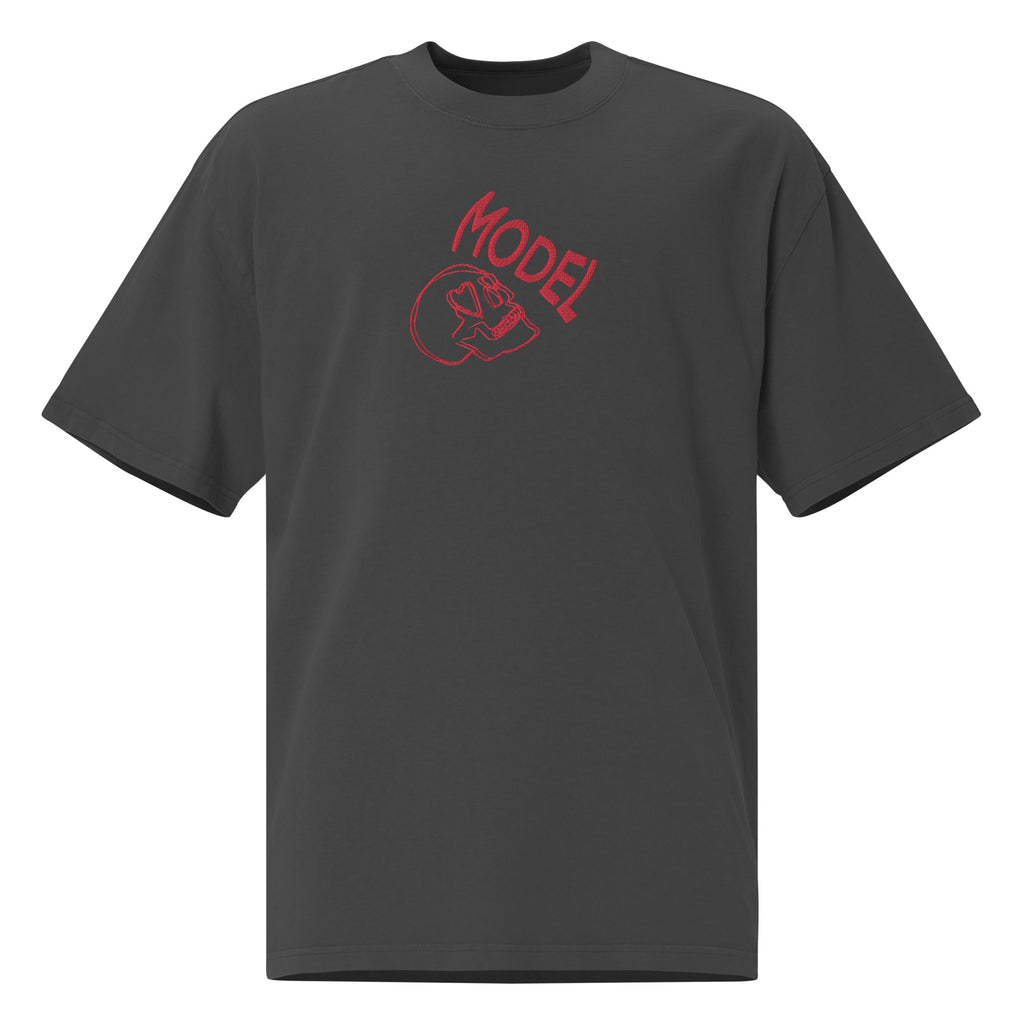 MODEL - a livin’ model, a classy color of choice shirt with love stricken skull head luvin mode