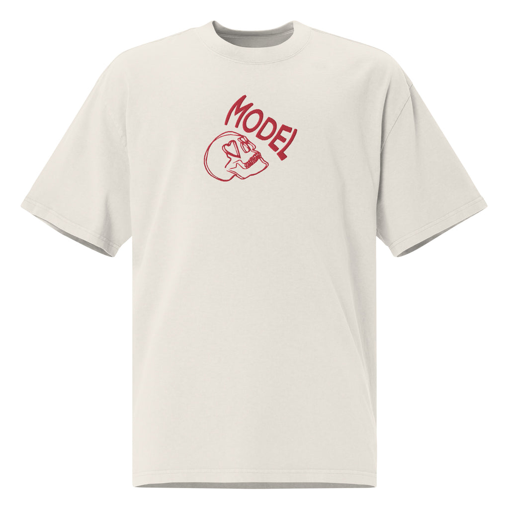 MODEL - a livin’ model, a classy color of choice shirt with love stricken skull head luvin mode