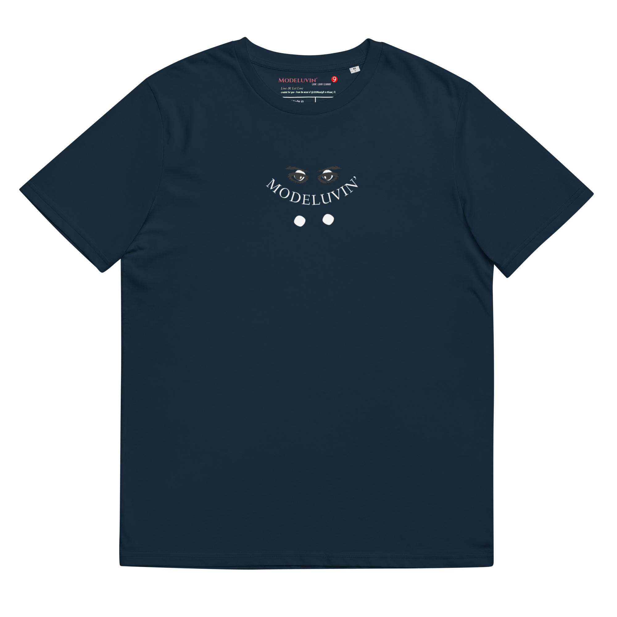 Smiley Face Up or Down you dont have to choose right now. be a model. keep your luv life model Luvr. Unisex organic cotton to Modeluvin' Eyes original design t-shirt